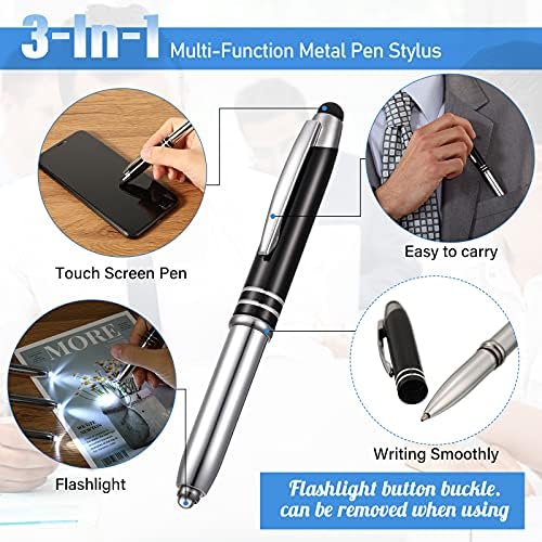 15 חתיכות עט כדורי LED עם קצה חרט, עט קיבולי רב-פונקציונלי עם פנס LED, 1.0 ממ עט עט מתכת של דיו
