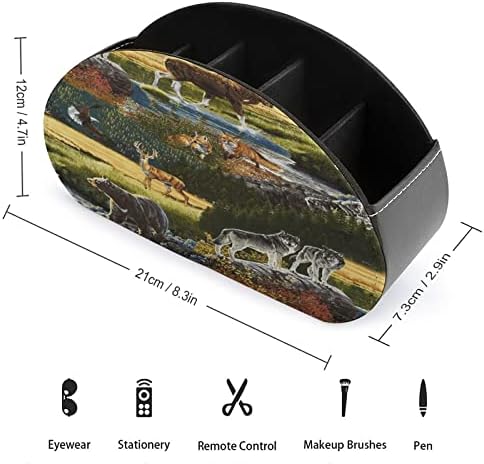 חיות הבר ההר הטבע דוב אייל אייל שלט רחוק/קאדי/קופסה/מגש עם 5 תאים מארגן עור PU עם דפוס מודפס חמוד