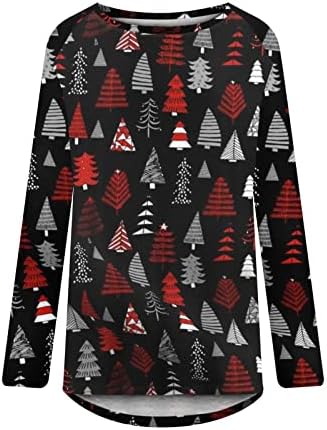 צמרות טוניקה של Narhbrg נשים לחותלות חג המולד של Snaplake Snapic Print חולצה לחג המולד טוניקות שרוול