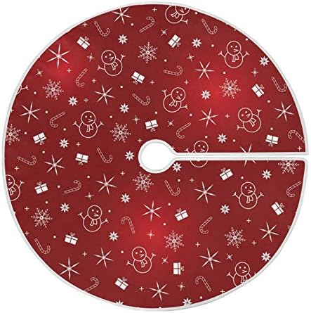 קישוט חצאית עץ חג המולד של Alaza, קישוט חצאית מיני עץ מיני קטן 35.4 אינץ 'עם חג המולד אדום פתיתי שלג קנאי קני שלג