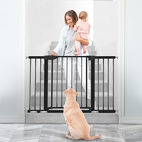 שער תינוק סיסי למדרגות ופתחים 29.93& 34; כדי 51.5& 34; שער תינוק בטיחות רחב במיוחד עם דלת, שערי כלב