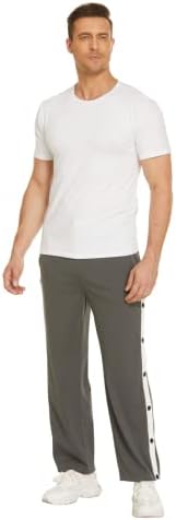 מכנסי כפתור הצמד של Wataxii מכנסיים מכנסיים ספורטיביים מפוצלים גבוהים רופפים מכנסי טרנינג כדורסל עם כיסים