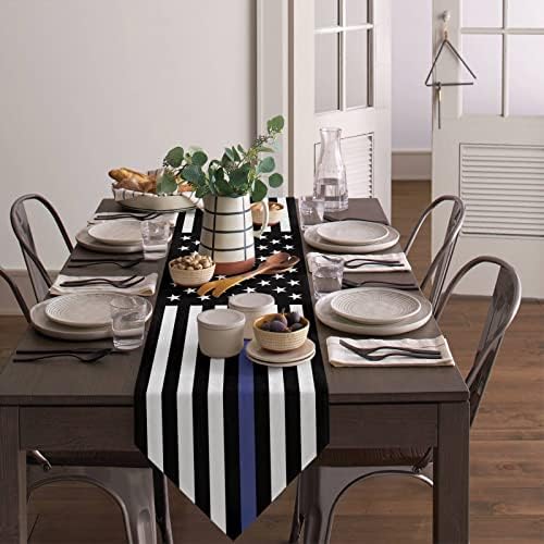 שולחן שולחן כחול דק רץ ארהב דגל ארהב 4 יולי שולחן מטבח בד אכיפת חוק אכיפת חוק דק כחול שולחן שולחן צעיפים למפגשי