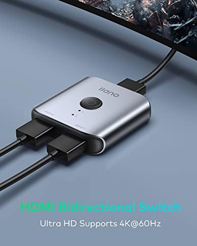 מתג Llano HDMI 4K@60Hz מפצל HDMI, HDMI 2.0 מתג דו כיווני מפצל UHD 3D HDR עבור Xbox PS5/4/3 Blu-ray נגן אש Roku