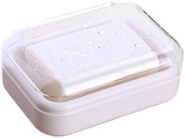 קופסאות אחסון אמבטיות ברורות עם מכסים עם מכסים מרובע הגשה מגש ייבוש סבון סבון עצמי מחזיק סבון עצמ