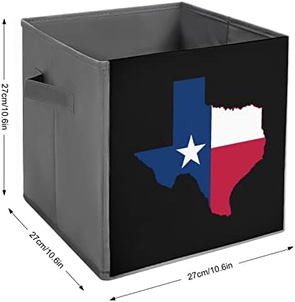 קוביות אחסון מפות דגל טקסס עם טקסס עם ידיות פחי בד מתקפלים המארגנים סלים לארון מדפים