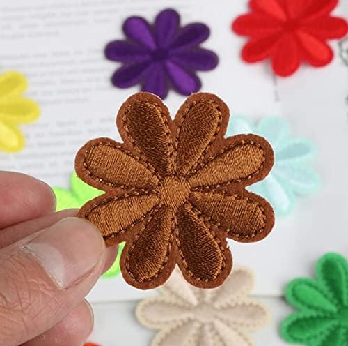 40 חבילות ברזל פרחים על טלאים חיננית מוטיב אפליקציה רקומה לבגדי DIY עיגול עגיל הופך 20 צבעים שונים