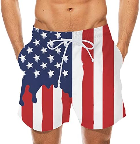 Sinzelimin עצמאות יום חוף מכנסיים קצרים גברים ארהב דגל ארהב מודפס מכנסיים קצרים מותניים אלסטיים מכנסי שחייה