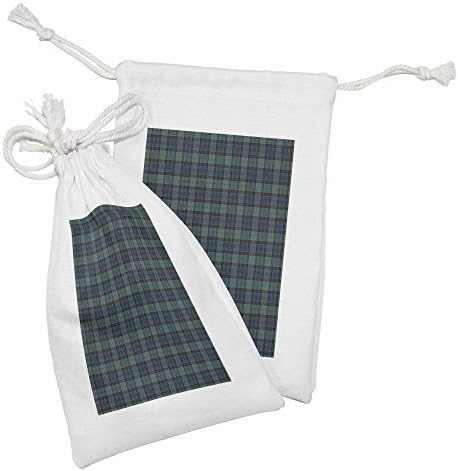 ערכת כיס בדים של אמבסון טרטן סט של 2, עיצוב שמיכה מסורתי אלמנטים פולקלור סקוטים דפוס משובץ, תיק משיכה
