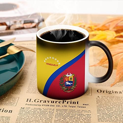 דגל וונצואלה דגל צבעי צבע ספל צבע מחליף בקבוק קרמיקה כוסות קפה רגישות לחום עם דפוס מודפס בגודל אחד