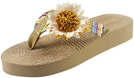קיץ נעלי בית לנשים בית נעל כפכפים סנדלי פרחים שטוח חוף סנדלי נשים כישלון להעיף אישה סנדלי