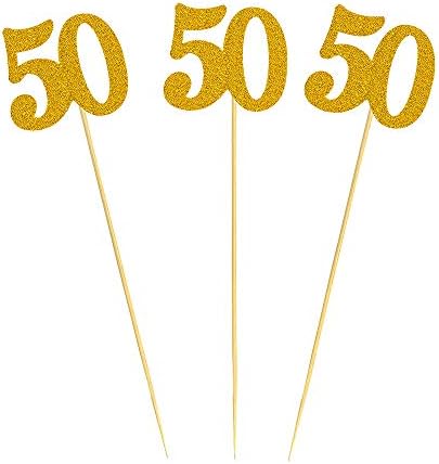 12 יחידות 50 יום הולדת מרכזי מקלות גליטר מספר 50 סידורי שולחן פרח טופרים עבור יום נישואים ראוניון ומסיבה