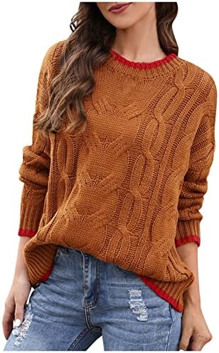 סוודר פס נשים והדפסת חורף סרוג סוודר סוודר שרוול ארוך סוודרים מזדמנים לשנת 2022