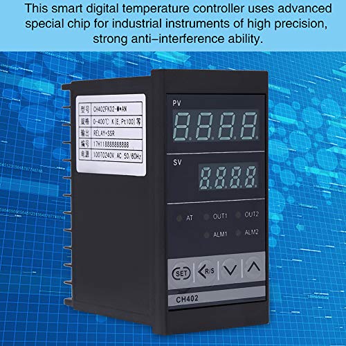 בקר טמפרטורה Fafeicicy, CH402 AC85-264V בקר טמפרטורת PID חכם בקר תרמוסטט ממסר TC/RTD, תרמוסטט
