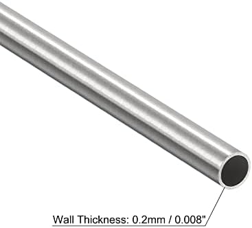 UXCell 304 צינור נימי נירוסטה, OD 5.5 ממ x 0.2 ממ עבה קיר עבה 250 ממ צינורות מתכת למכונות בתעשייה, 2 יחידות
