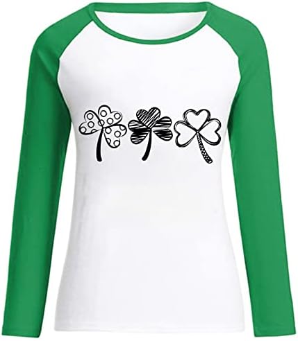 חולצת יום סנט פטריק נשים צמרות שרוול ראגלן לנשים חולצת טי גרפית צוות צוואר צוואר שרוול ארוך חולצות גרפיקה