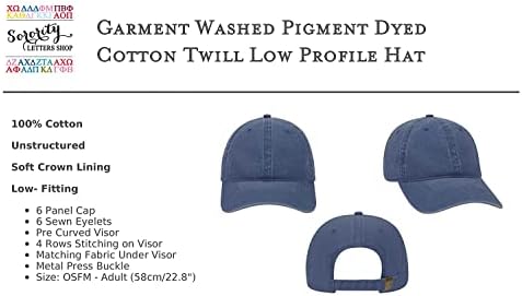 כובע בייסבול אחווה של קאפה דלתא רו - כובע אותיות יווני רקום KDR - כובע כותנה שטוף חוף