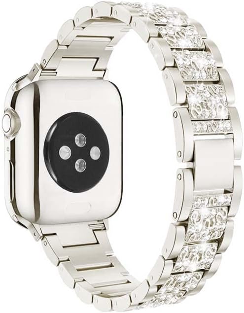 להקת Mosonio Apple Watch תואמת את IWatch Series 8/7, Iwatch להקה עם 2 חבילות 41 ממ מארז לנשים - שרשרת