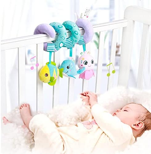 D-Kingchy Baby Spiral Spiral Car Seat צעצוע עם רעשנים מפוארים תלויים, צעצועים לתינוקות לנייד עגילה, צעצועים