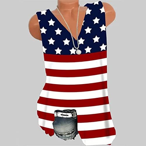 QCemeni 4 ביולי גופיות לנשים לחולצות יום העצמאות של נשים טוניק דגל אמריקאי נ 'חולצה ללא שרוולים