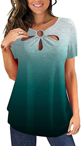איאסו נשים מתגנדר הולו חולצות חולצות פרחוני הדפסה קצר שרוול טוניקת חולצות קיץ מקרית חולצות עם קפלים