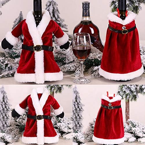 1 PCS כיסוי בקבוק יין לחג המולד כיסוי בד קטיפה חצאית בקבוק יין סוודר יין שמלת בקבוק יין קובעת עיצוב בקבוק כיסוי