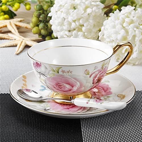פרח ורוד הוקאי בסגנון אירופאי עצם כיתה גבוהה סין חרסינה קפה כוס קפה אחר הצהריים כוס תה קרמיקה עם