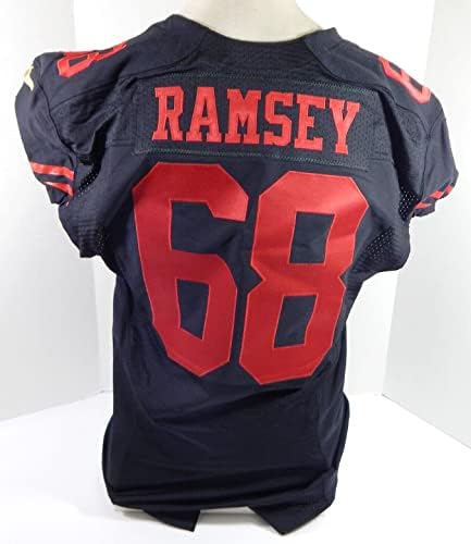 סן פרנסיסקו 49ers KALEB RAMSEY 68 משחק הונפק על גופיה שחורה צבע RUSH 9 - משחק NFL לא חתום משומש