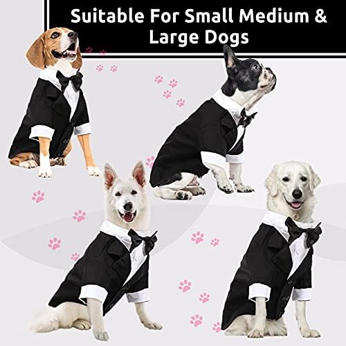 Sunfura כלב גדול טוקסידו חליפת כלבים, חליפת מסיבות תלבושות ג'נטלמן כלבים עם חולצת עניבת פרפר