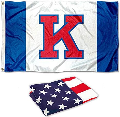 אוניברסיטת קנזס Big K Flag ו- USA 3x5 סט דגל