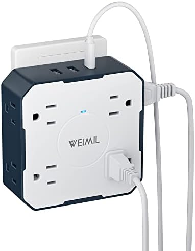 מרחיב שקע רב תקע, Weimil 8 מגן מפוצל מפצל עם 3 יציאות USB, קיר קיר USB Extender 900 JOULES Multy