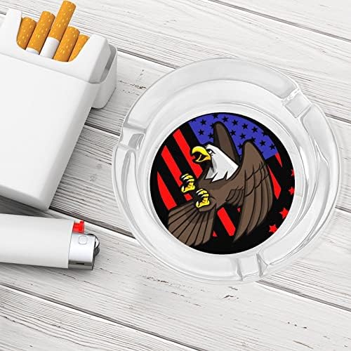 נשר קירח ודגל אמריקאי עישון עישון עישון סיגריות סיגריות עגול מגש אפר מארז לחיצוניות מקורה
