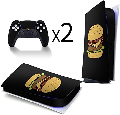 המבורגר מזון מהיר 3 יחידות מדבקת כיסוי מדבקות גוף שלם למהדורה דיגיטלית PS5 עבור קונסולת PS5 ובקר