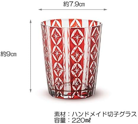 CTOC יפן בחר CTCQD-289/R כוס, אדום, קוטר 3.1 x 3.5 אינץ ', זכוכית, קיריקו, כוס, אדום, כוכב