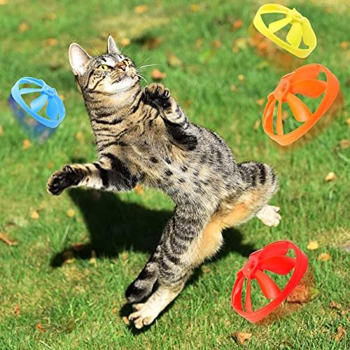 18 חתיכות חתול להביא מעקב, צעצועים אינטראקטיביים עם 5 צבעים עף מדחפים עבור מקורה לחיות מחמד חתול קיטי אימון