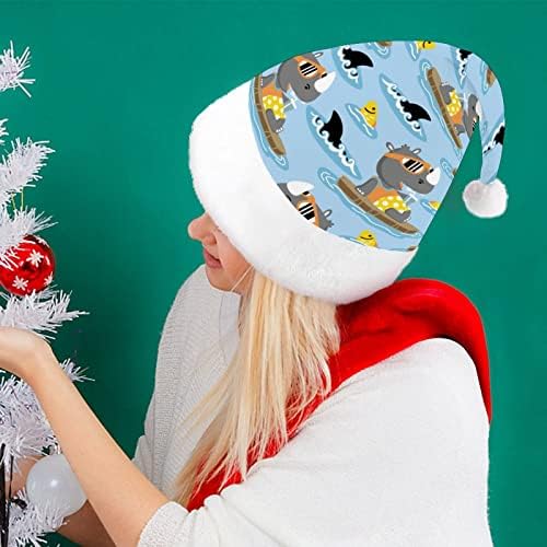 קרנף חג המולד כובע סנטה כובע עבור יוניסקס מבוגרים נוחות קלאסי חג המולד כובע עבור מסיבת חג המולד חג