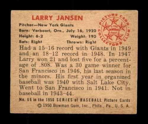 66 לארי ג'נסן - 1950 כרטיסי בייסבול של באומן מדורגים אקס+ - כרטיסי טירון של בייסבול