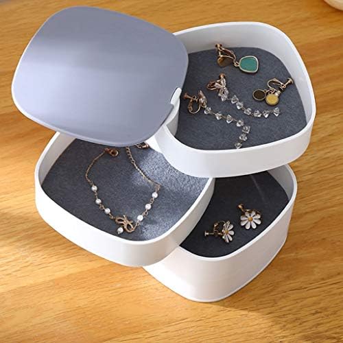 TJLSS סיבוב קופסת אחסון תכשיטים מראות, צמיד, עגילים, עגילים, טבעת, מסגרת תכשיטים, קופסה, תיבת אחסון