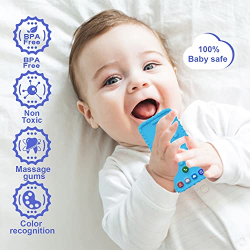 צעצועי נשכן לתינוק טלפון 3-12 חודשים,צעצועי לעיסת נשכן בשלט רחוק לתינוקות, צעצועי בקיעת שיניים
