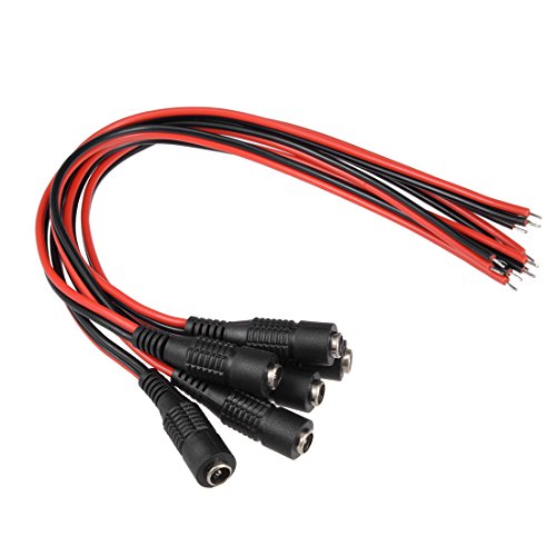 UXCELL 6 PCS 5.5 ממ x 2.1 ממ DC POWER WIRE POGTIAL צמות מתאם שקע שקע שקע למצלמת אבטחת טלוויזיה במעגל סגור