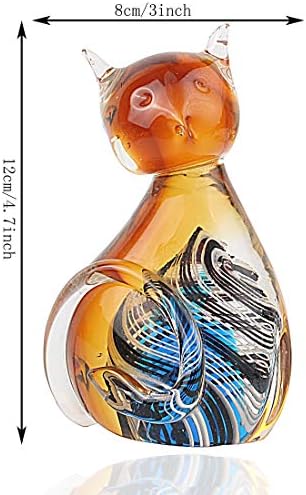 זכוכית אמנות הזכוכית ענבר חתול מפוצץ בעבודת יד פסל פסל פסל בית
