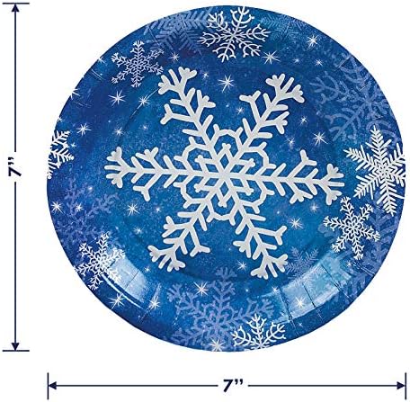 צלחות קינוח של נייר שלג כחול חורפי כחול חורף ומפיות משקאות לחג המולד ואספקת מסיבות פלאות חורפיות קפואות