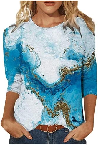 חולצות צווארון Charella לחולצות לנשים סתיו קיץ 3/4 שרוול גרפי גרפי רגוע בכושר בראנץ 'חולצות נער ילדה 2023 Wn