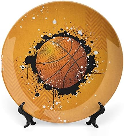 לוחית תצוגה קרמיקה של ליגוטרים, צלחת דקורטיבית קרמיקה קרמיקה ספורטיבית, תזוזי צבע כדורסל על רקע