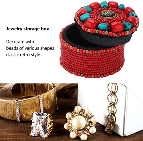 קופסת תכשיטים Asixxsix, 3. קופסת אחסון תכשיטים עגולים של תכשיטים מפלסטיק עם מכסה עם תכשיטים וינטג