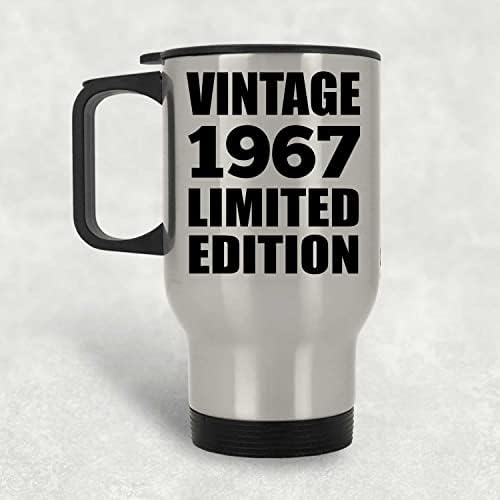 Designsife 56 יום הולדת וינטג '1967 מהדורה מוגבלת, ספל נסיעות כסף 14oz כוס מבודד מפלדת אל חלד, מתנות ליום הולדת