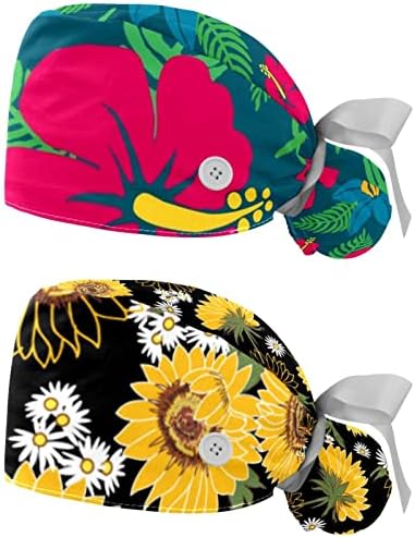 2 חבילות מקרצף נשים עם כפתורים עם כפתורים אלסטיים מתכווננים כובעי גולגולת אחורי