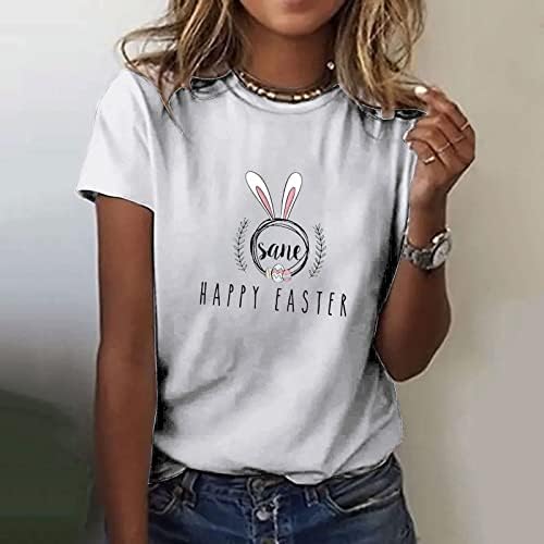 חולצת טס פסחא שמח נשים ביצי ארנב מצחיקות צמרות חג מודפסות