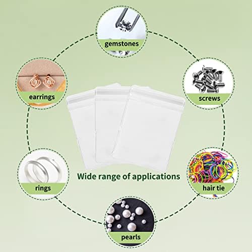 Wishlotus 100 pcs שקיות איטום עצמי, שקיות מנעול רוכסן קטנות של PVC לתכשיטים, 2 * 2.7 אינץ 'עמיד למים אטם עצמיות