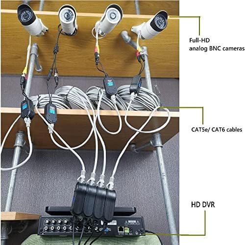 AIMHD 4 זוג וידאו פסיבי בלון עם כוח, משודרג 1080p - 8MP BNC ל- RJ45 משדר רשת למרחקים ארוכים, כבל CAT5E CAT6